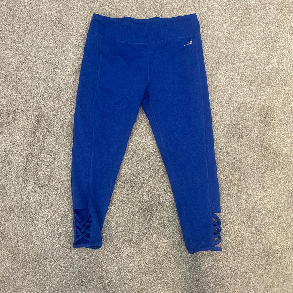 bcg Blue Cropped Leggings with Mesh Detail